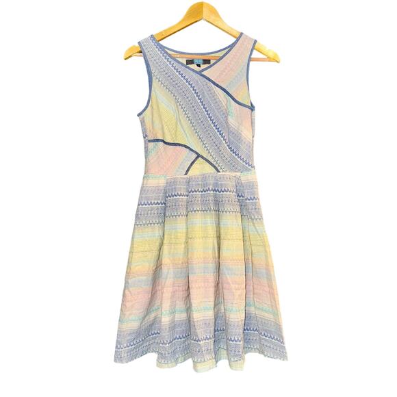 Anthropologie Eva Franco Sleeveless Fit and Flare Pastel Rainbow Knit Dress Sz 2 - Picture 1 of 11